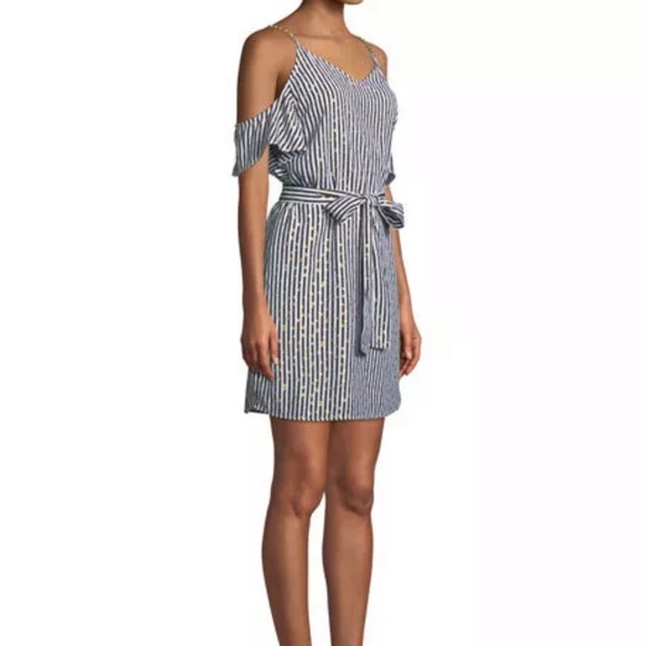 Michael Kors Chained Cold Shoulder Striped Dress - Picture 6 of 8